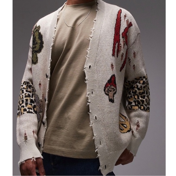 All Saints sweater cardigan knit Oversized Beige (Ecru) Patterned Jay Cardigan - Picture 3 of 9